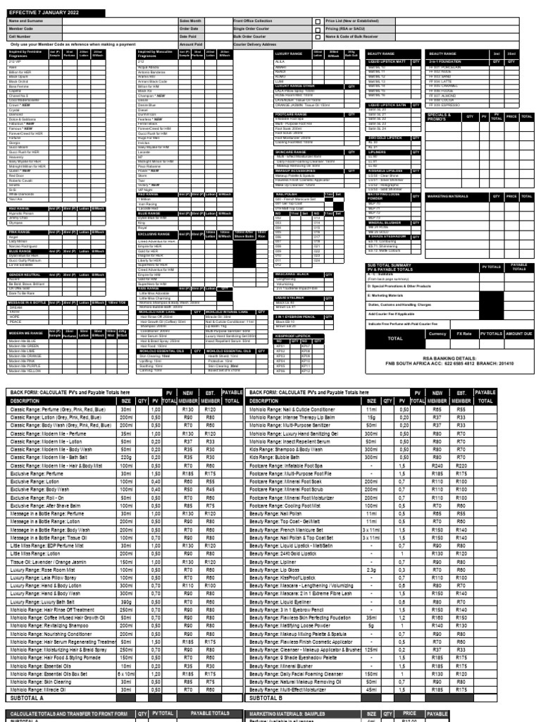 INUKA Member Order Form_7 January 2022_Printable (1) | PDF | Cosmetics ...