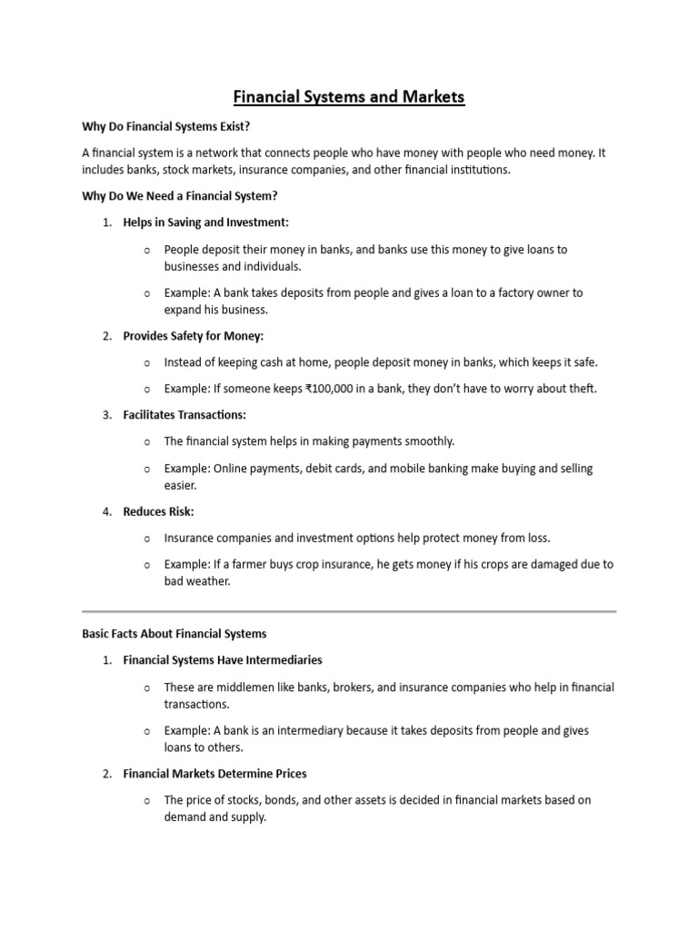 Understanding Financial Systems and Markets | PDF | Banks | Financial ...
