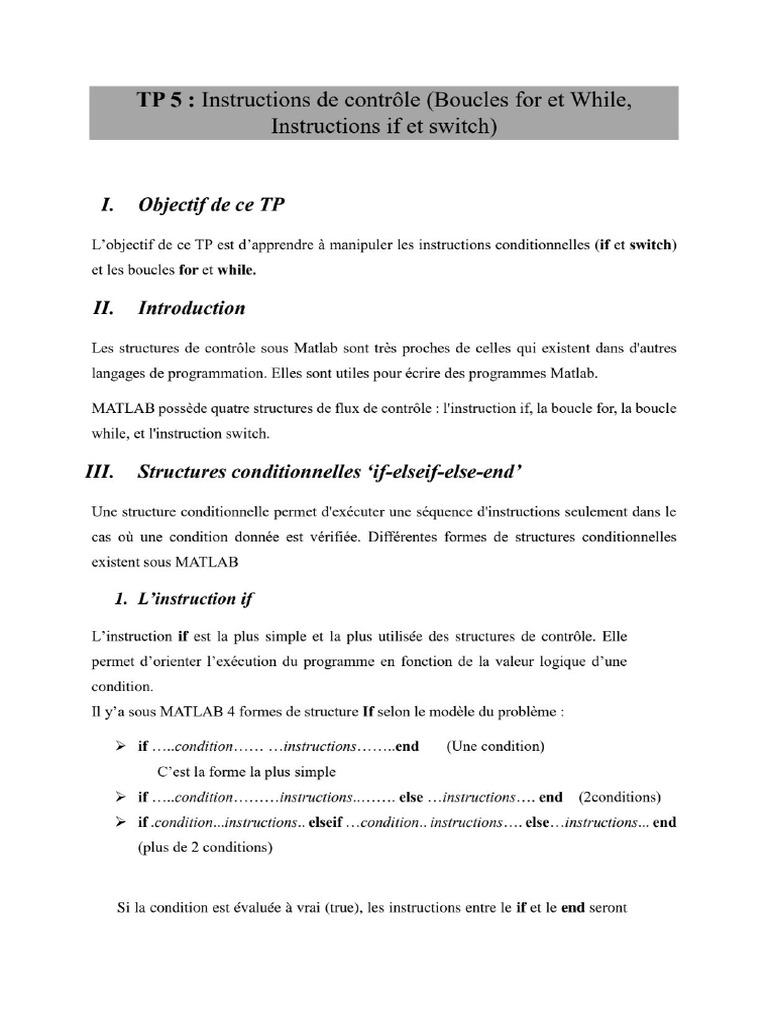 TP 5 Instructions de Controle 1 | PDF