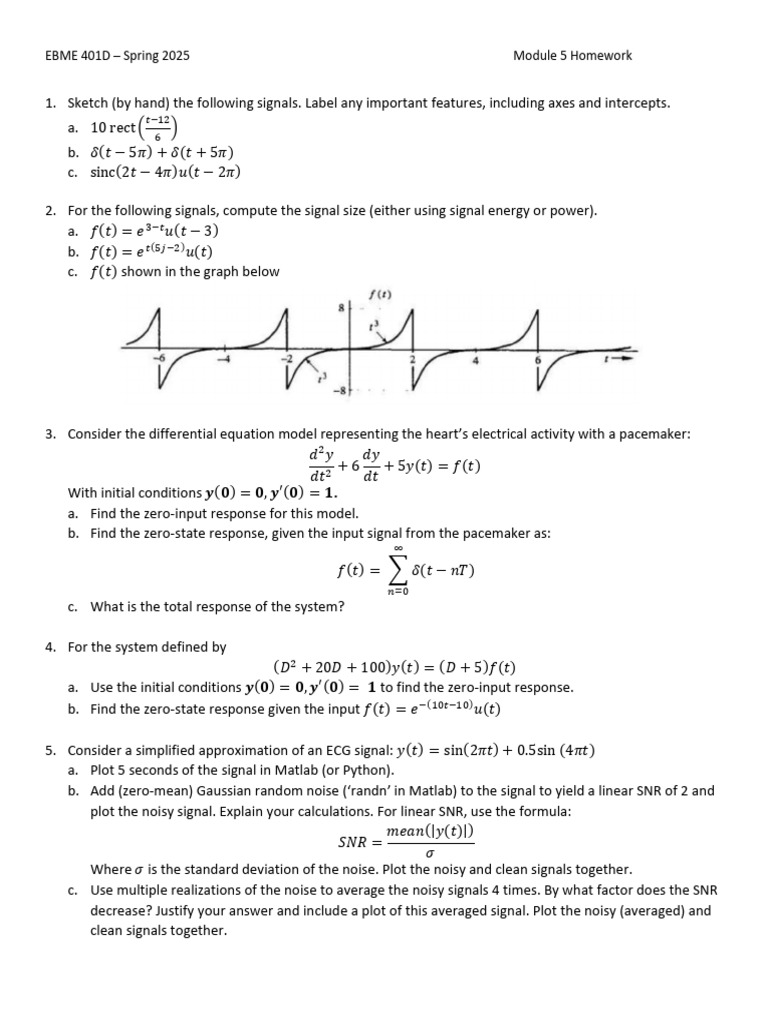 Signal Processing Homework Spring 2025 | PDF