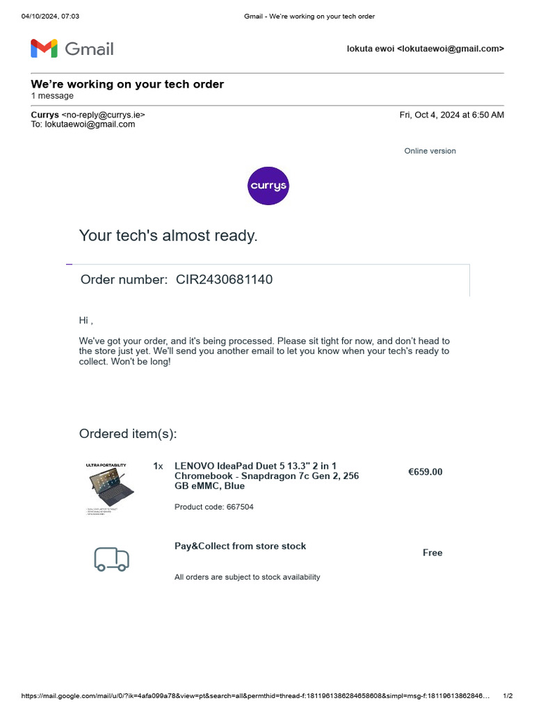 Gmail - We're Working On Your Tech Order | PDF