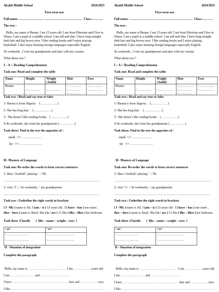2ms first test | PDF | Human Communication | Cognitive Science