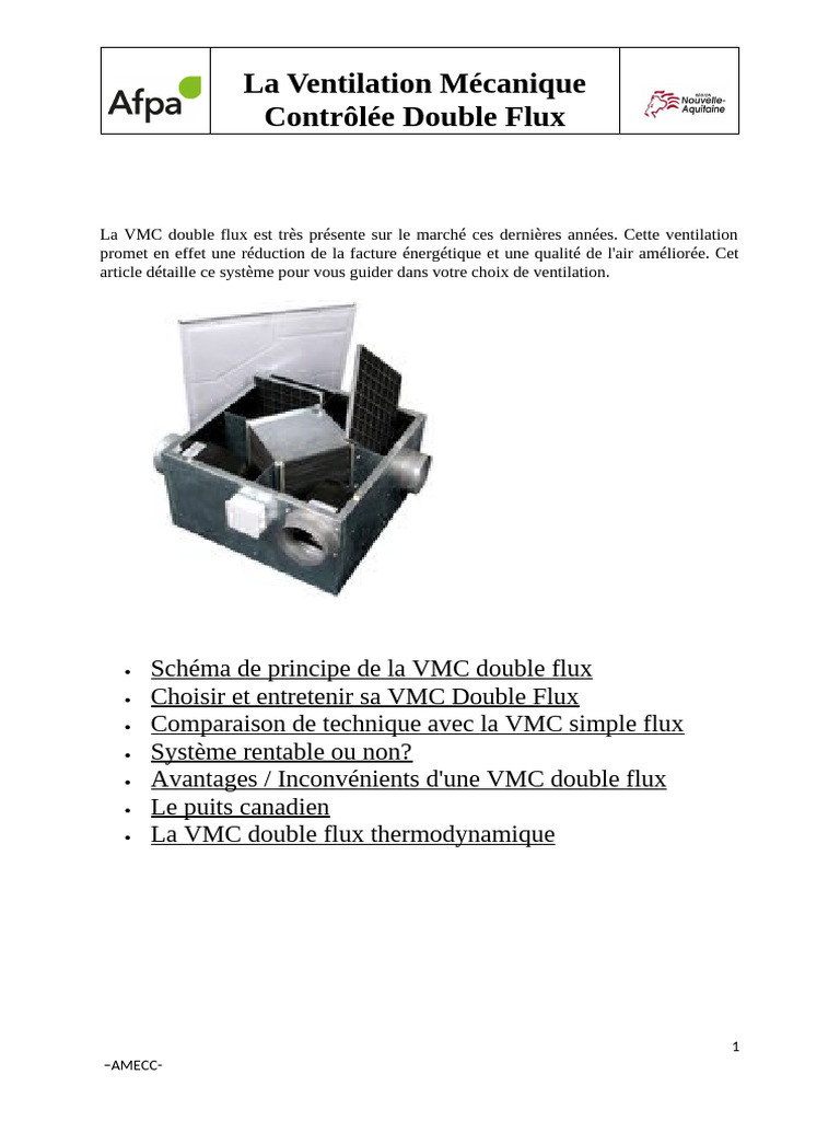 VMC Double Flux : Guide Complet et Schémas | PDF | Ventilation ...