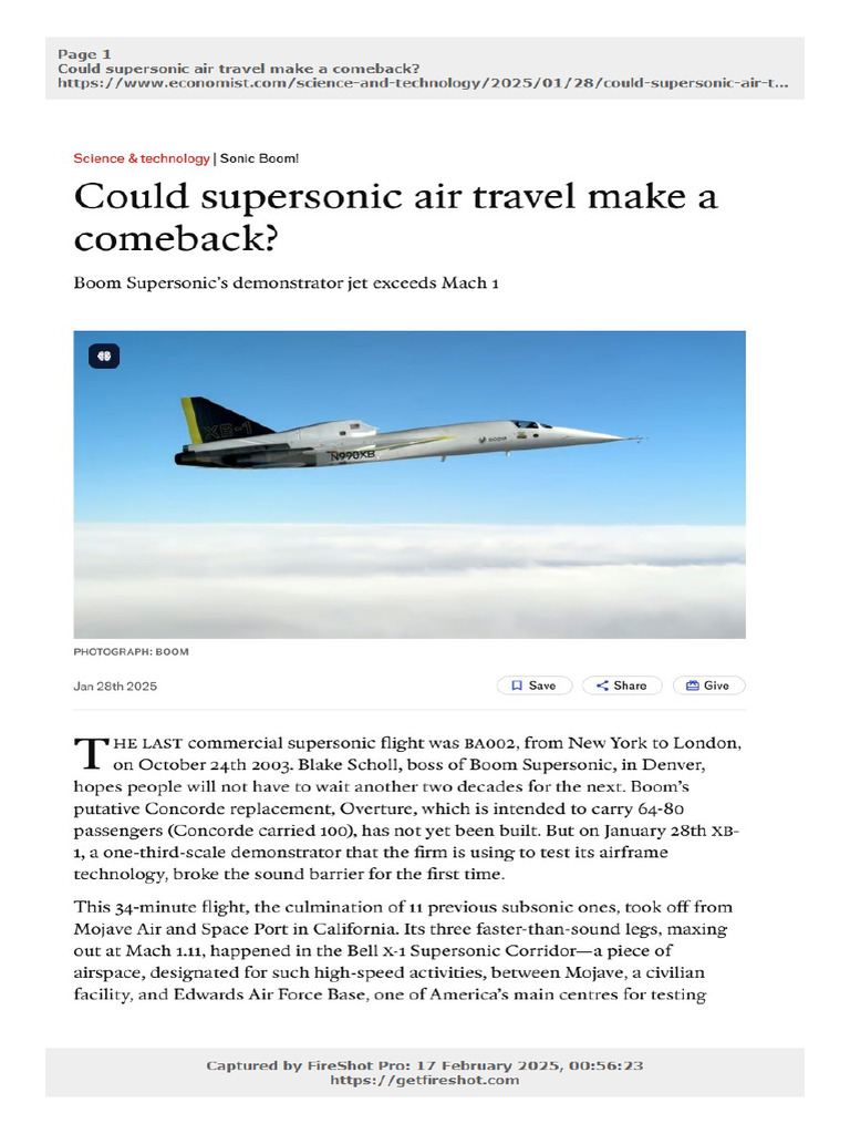 'Could Supersonic Air Travel Make A Comeback - ' - WWW - Economist ...