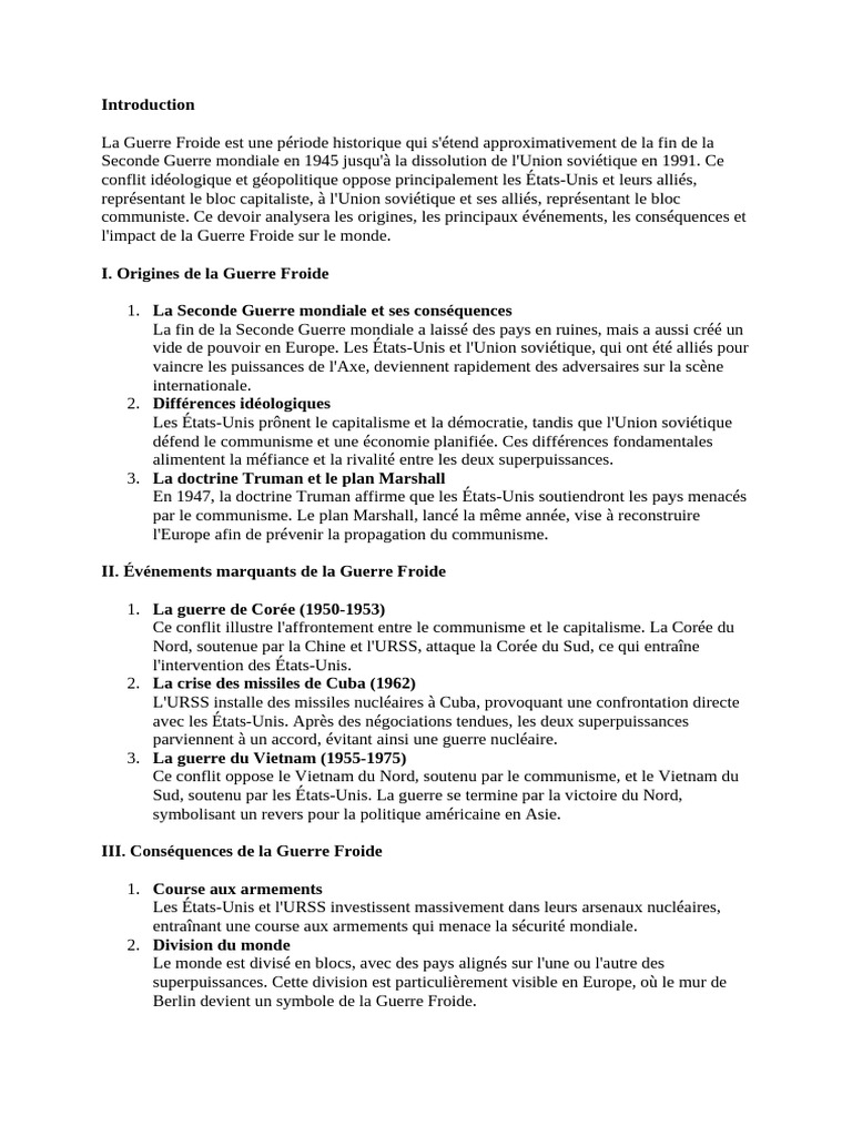 Analyse de la Guerre Froide 1945-1991 | PDF | Communisme | Guerre froide