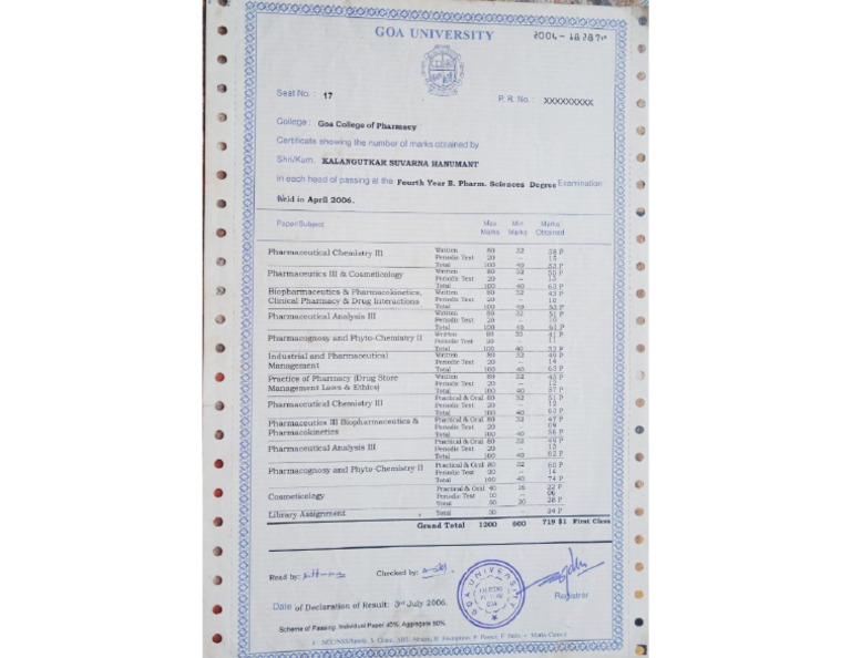 Degree-17372024-05-02 14-41-49 - Fourth Year B Pharma Mark Sheet | PDF