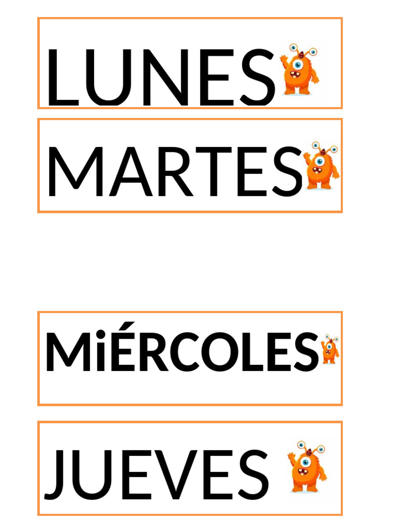 Dias de La Semana+ Meses Del Año | PDF