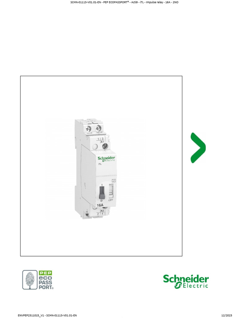Acti9 iTL Impulse Relay PEP Ecopassport | PDF | Relay | Computer ...