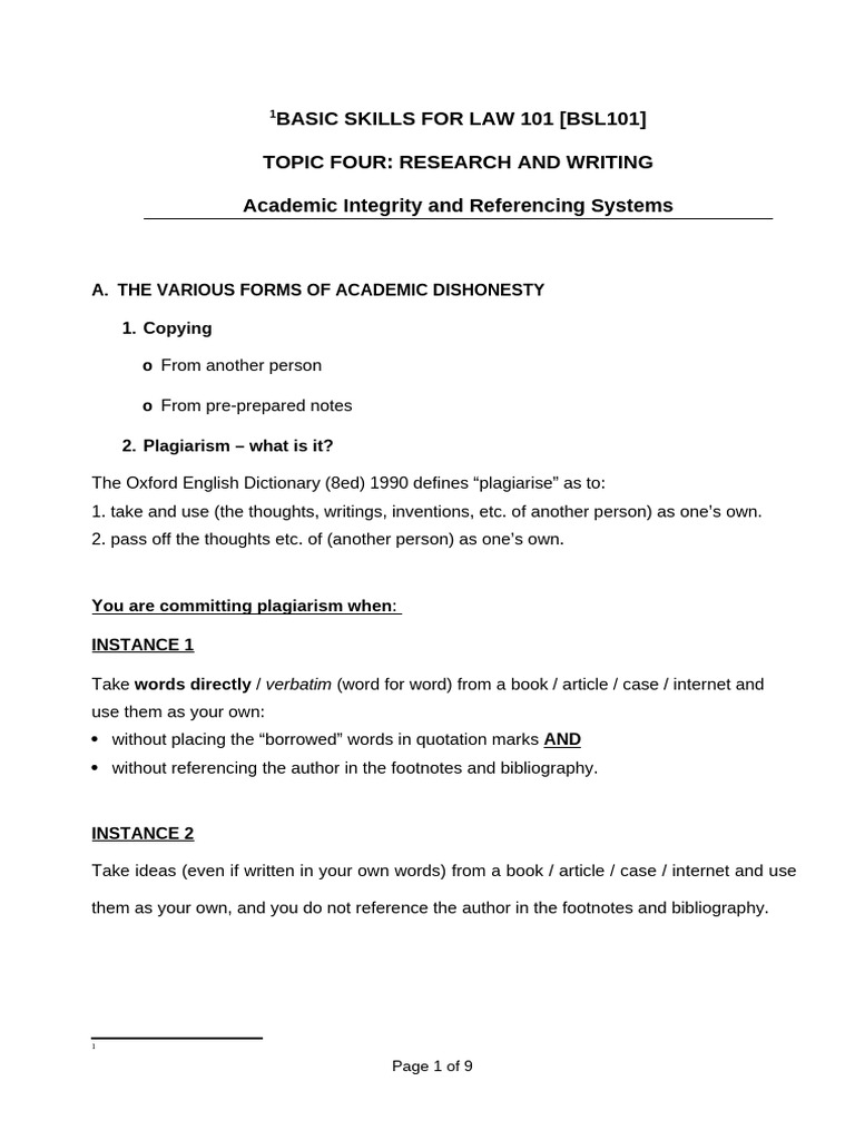 Academic Integrity and Referncing Systems | PDF | Academic Dishonesty ...