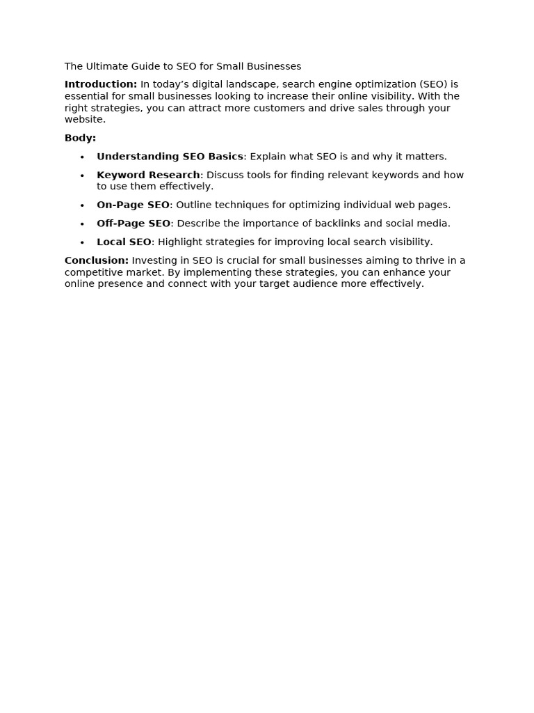 The Ultimate Guide To SEO For Small Businesses | PDF