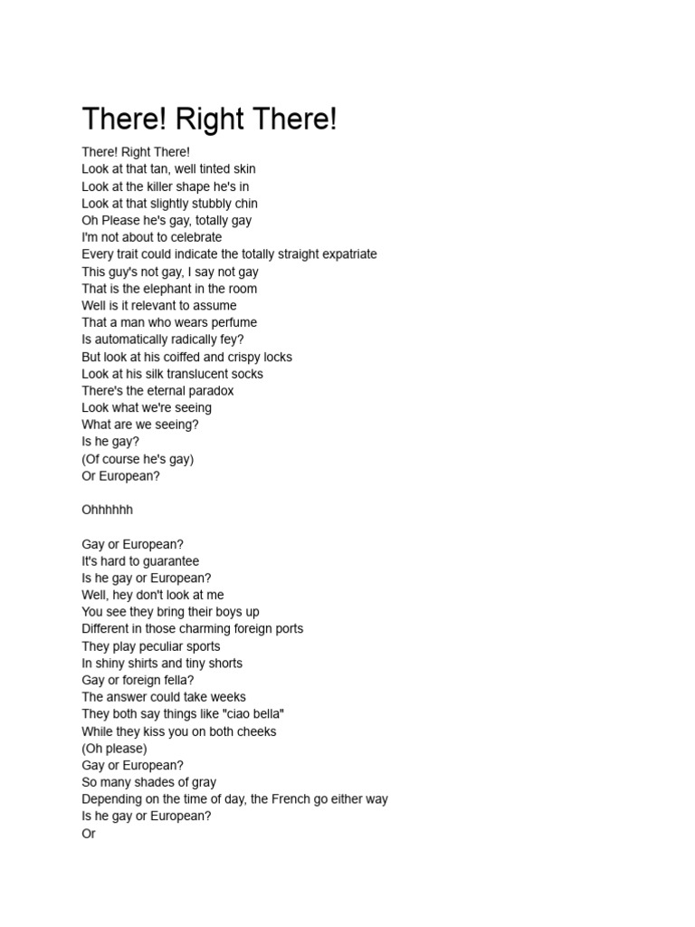 There Right There Lyrics Pdf