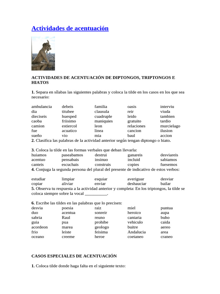 Actividades de Acentuación | PDF | Fonética | Voz humana