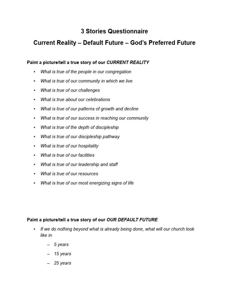Church Future Assessment Questionnaire | PDF