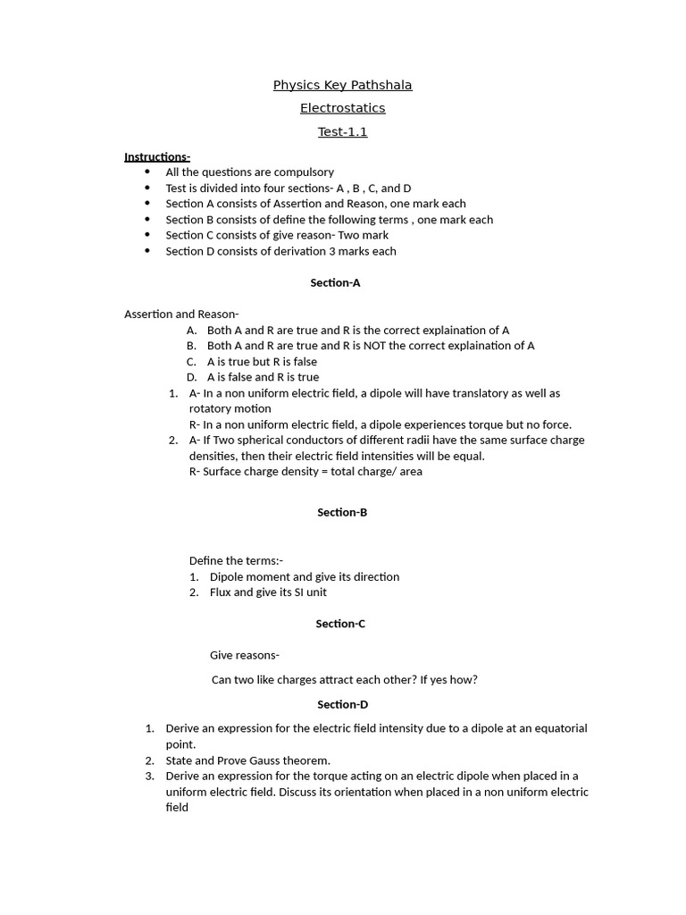 Class 12 Current Electricity MCQs | PDF | Electric Field | Physics
