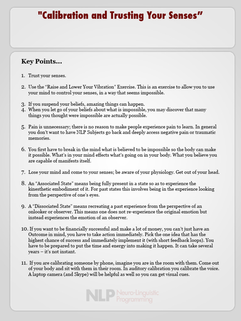 NLP Techniques for Mind and Body | PDF