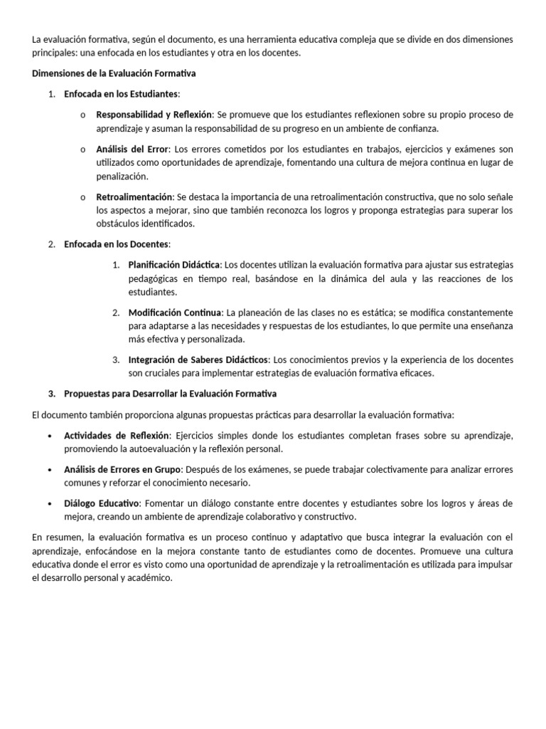 Dimensiones de la Evaluación Formativa | PDF | Evaluación | Enseñando