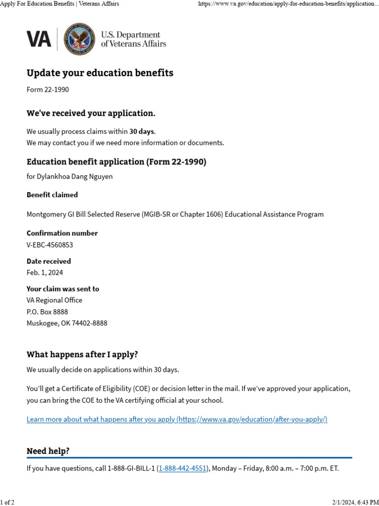 VA Education Benefits Application Update | PDF