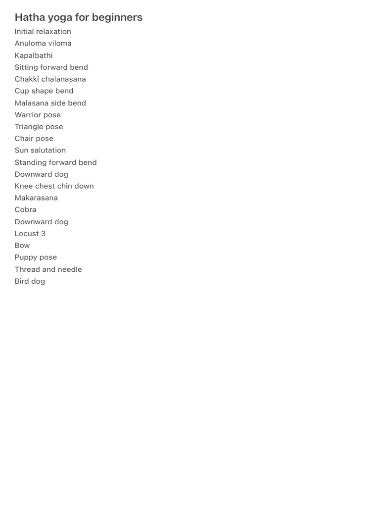 Beginner Hatha Yoga Sequence Guide | PDF