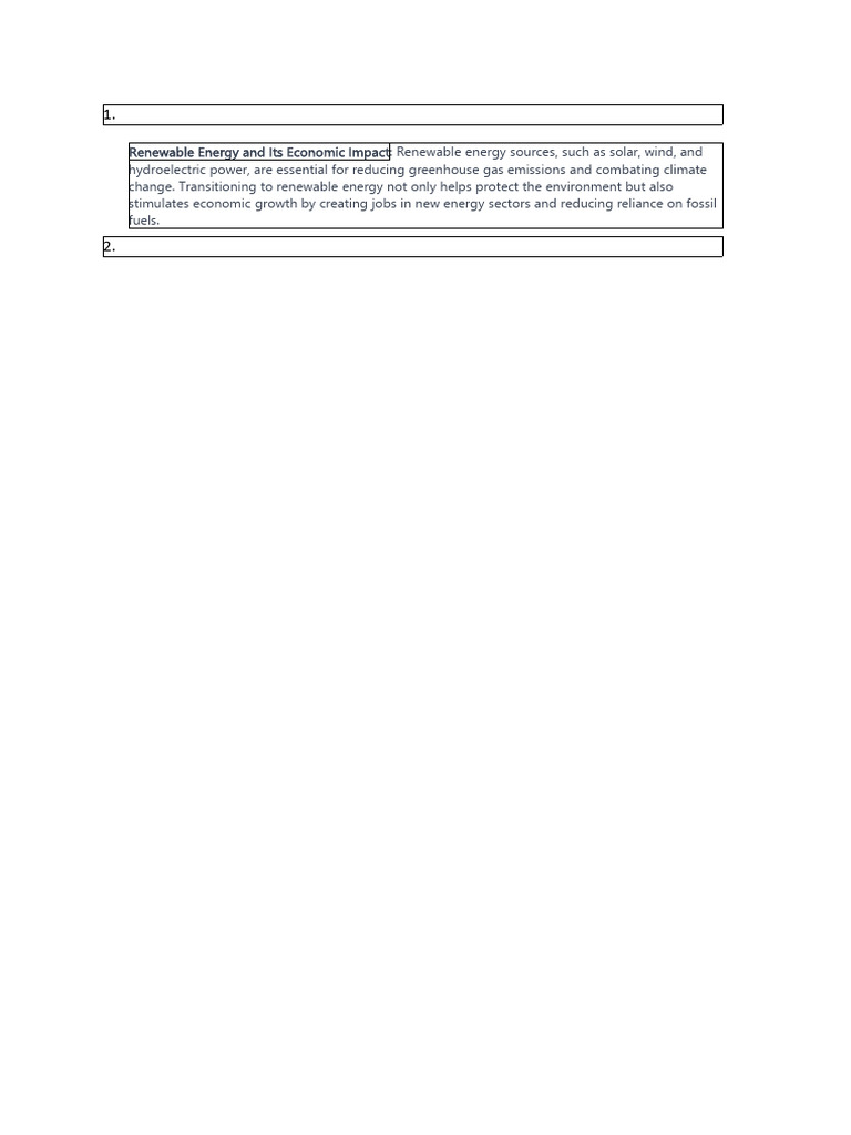 Economic Benefits of Renewable Energy | PDF