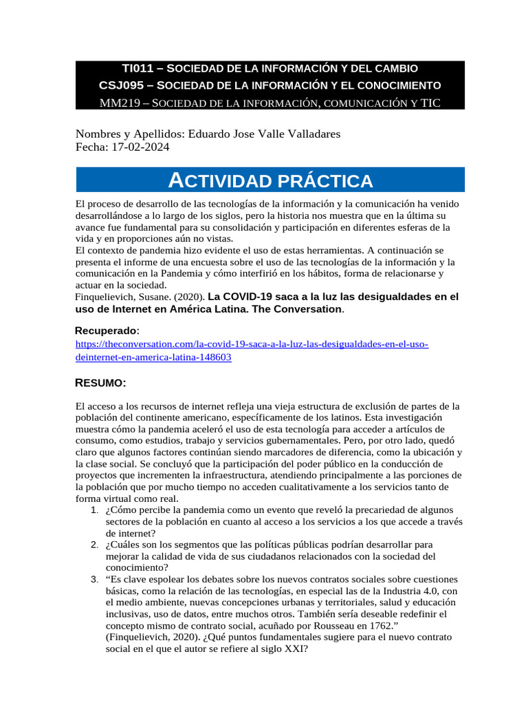 Impacto de la Pandemia en TIC y Desigualdad | PDF | Internet ...