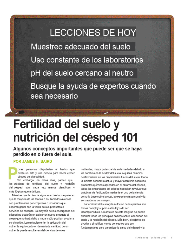 Fertilidad y nutrición del césped 101 | PDF | Suelo | Fertilidad del suelo