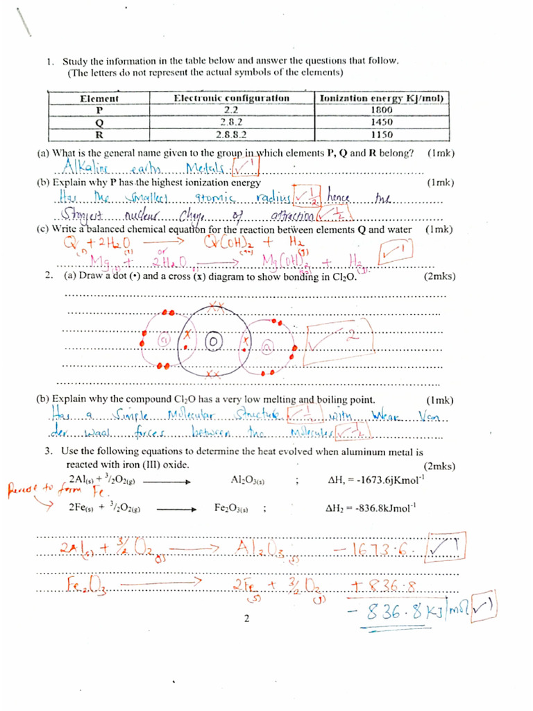 CHEMISTRY PAPER 1a | PDF