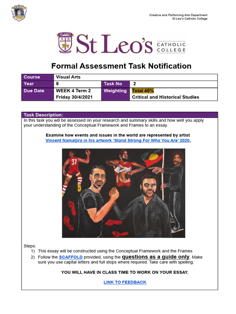 Year 8 Visual Arts Essay Task Details | PDF | Essays | Information