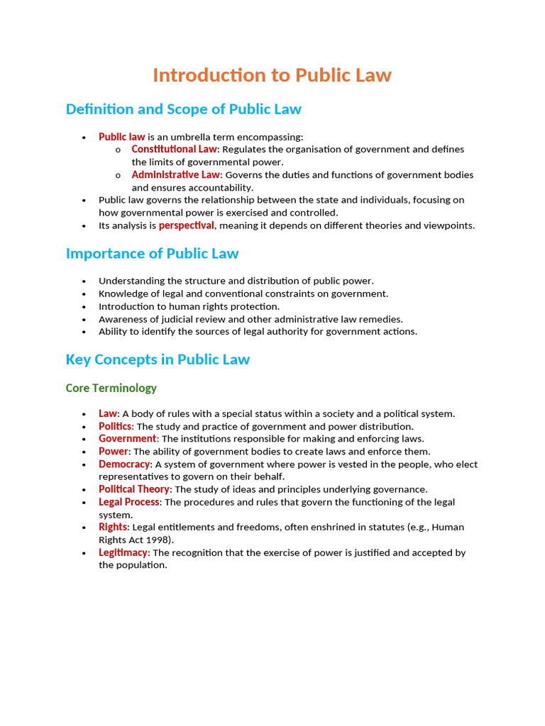 Overview of Public Law Principles | PDF | Rule Of Law | Constitution