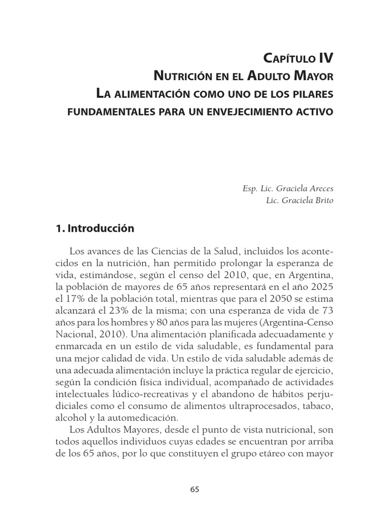 Nutrición en El Adulto Mayor - La Alimentación Como Uno de Los Pilares ...