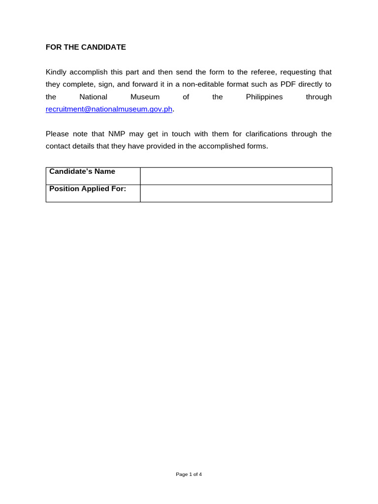 Candidate Reference Form for NMP | PDF