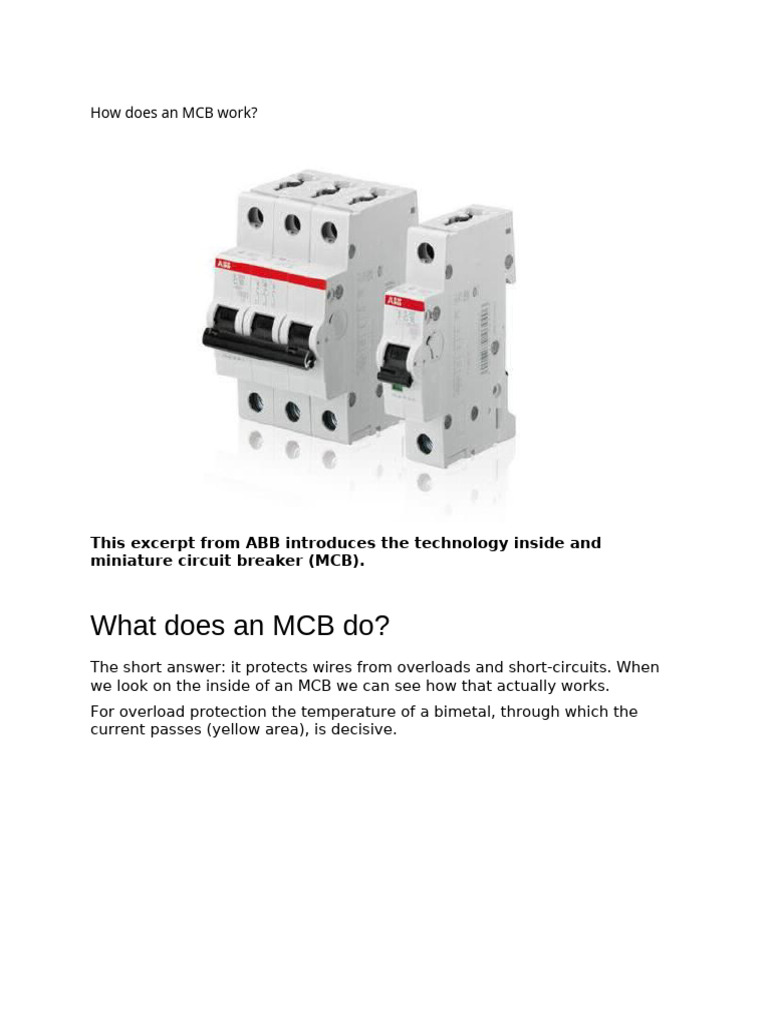 MCBs: Protecting Wires Explained | PDF