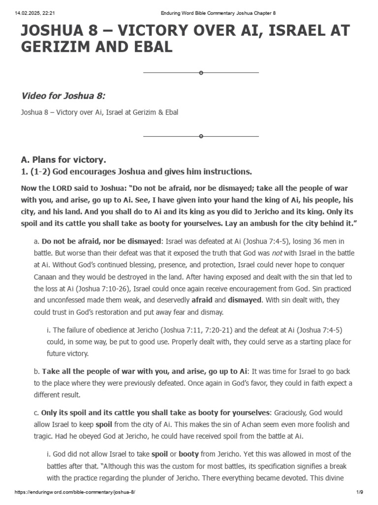 Joshua 8: Victory Over Ai Explained | PDF | Joshua | Bible Content