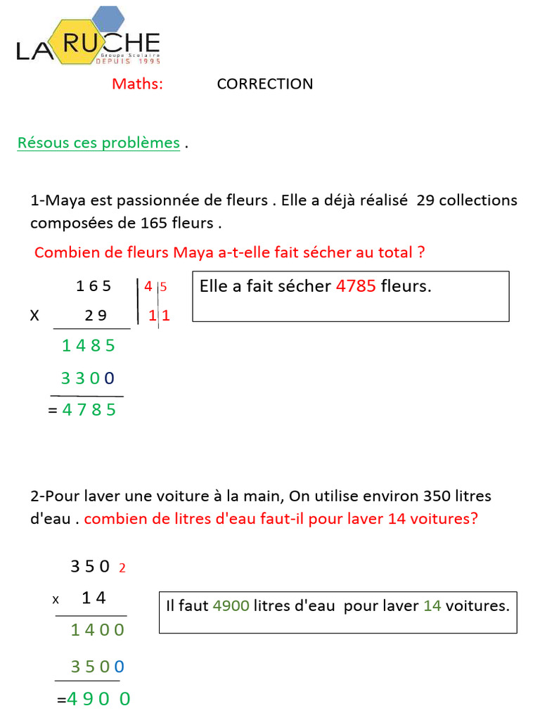 Problèmes de maths : solutions et calculs | PDF