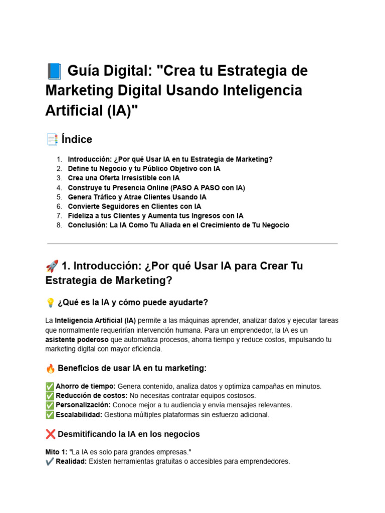 Estrategia de Marketing Digital con IA | PDF | Inteligencia artificial ...
