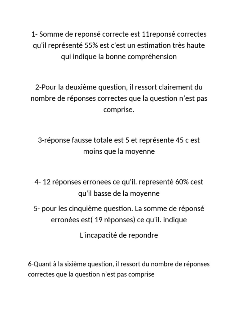 Analyse des Réponses aux Questions | PDF