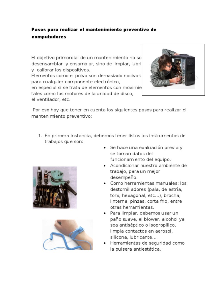 Pasos Para Realizar El Mantenimiento Preventivo de Com Put