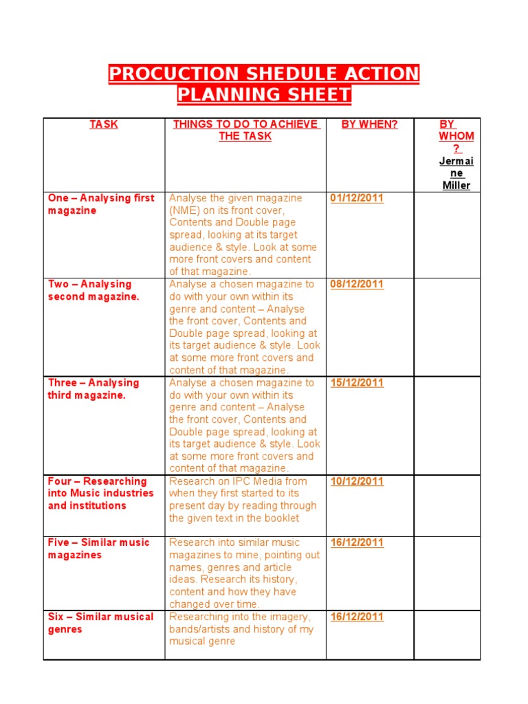 Magazine Production Schedule Template | PDF | Social Science | Science ...