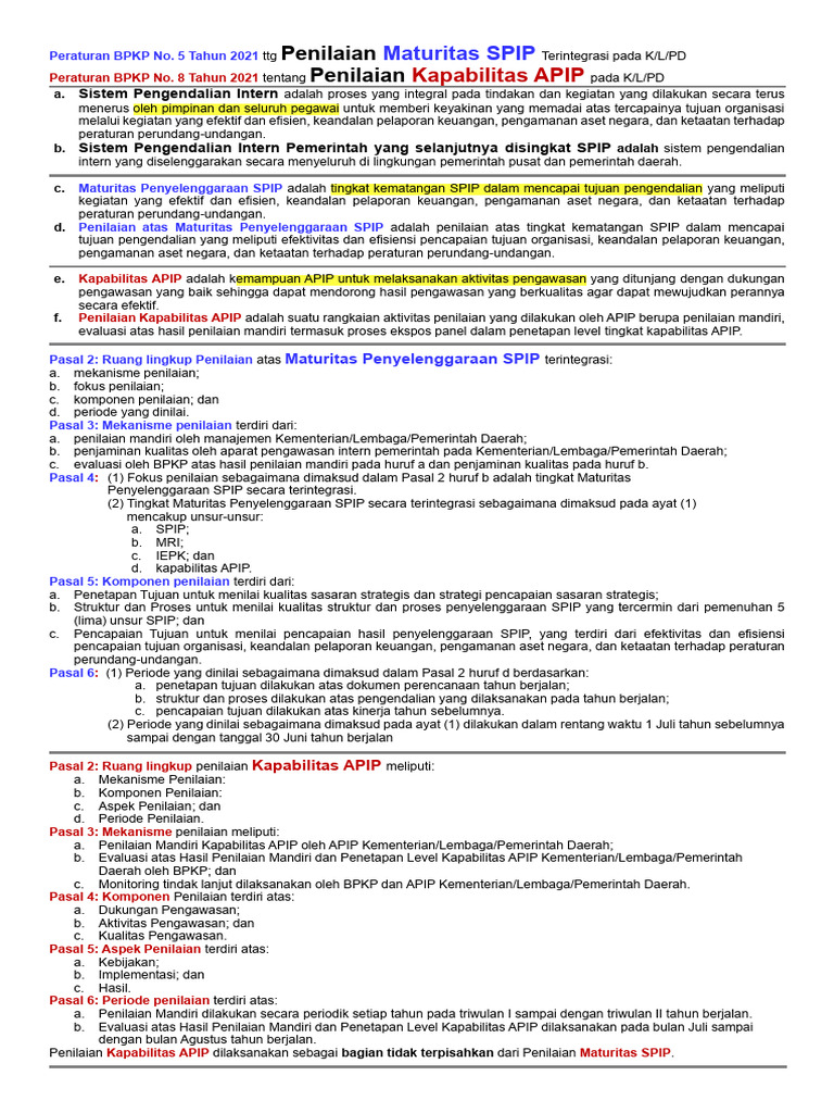 Penilaian Maturitas SPIP Terintegrasi | PDF