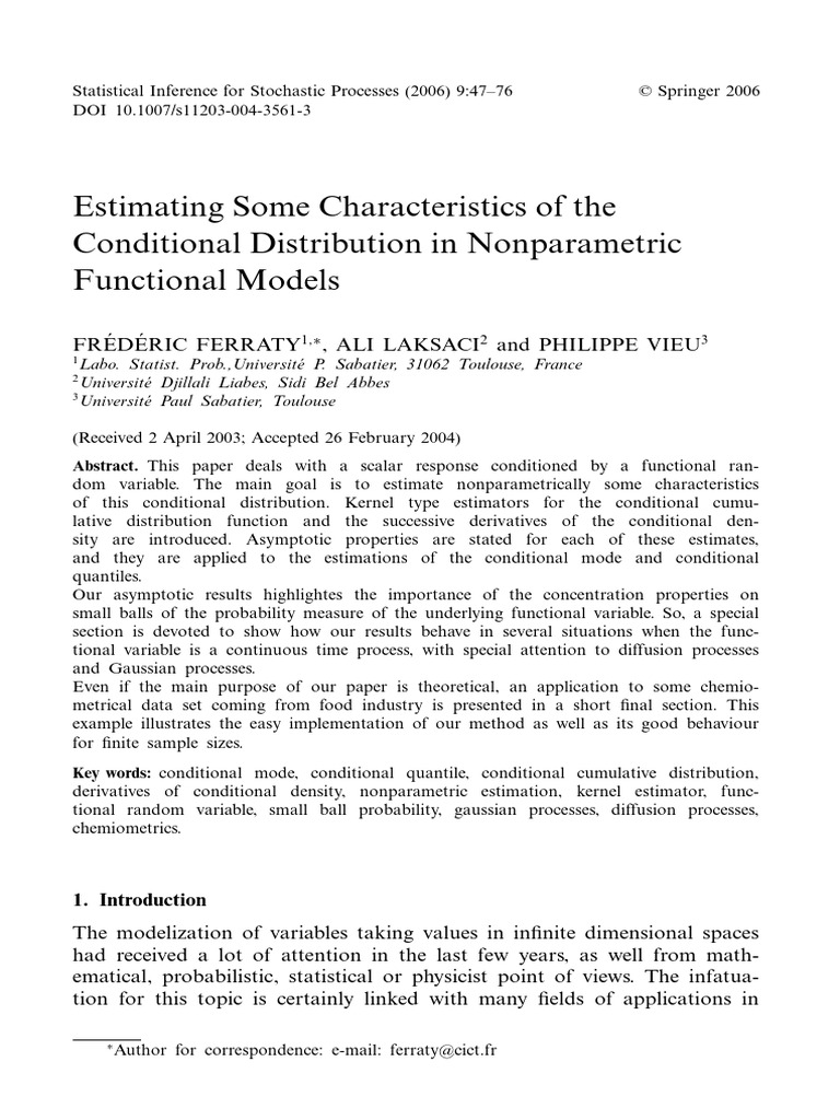 Nonparametric Estimation of Conditional Distributions | PDF | Estimator ...