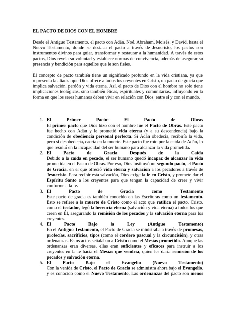 Pactos de Dios: Gracia y Salvación | PDF | Salvación | Cristo (título)