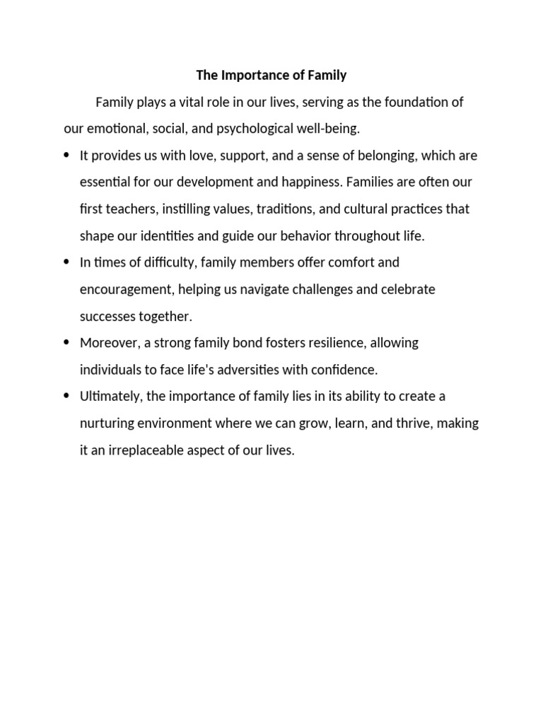 The Importance of Family CO Text | PDF