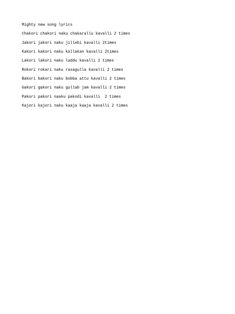 Lyrics for 