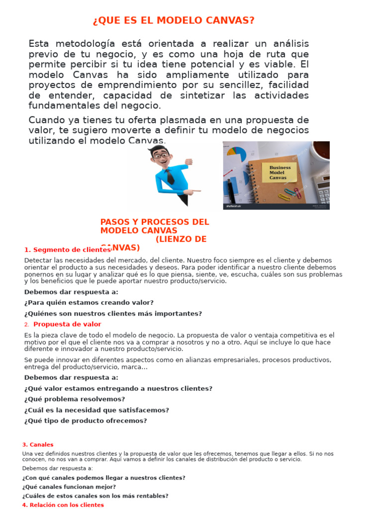 Guía del Modelo Canvas para Negocios | PDF | Producto (Negocio) | Cliente