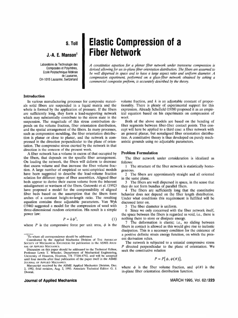1995-Elastic Compression of A Fiber Network | PDF | Stress (Mechanics ...