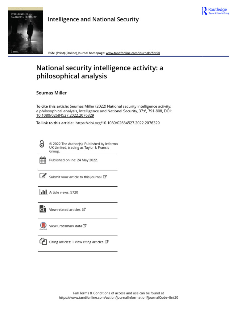 National Security Intelligence Activity A Philosophical Analysis Pdf