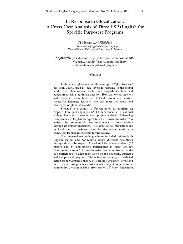 2011 FINAL in Response To Globalization | PDF | Methodology | Learning