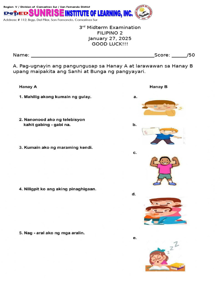 3rd Midterm Examination - FIL 2024 | PDF