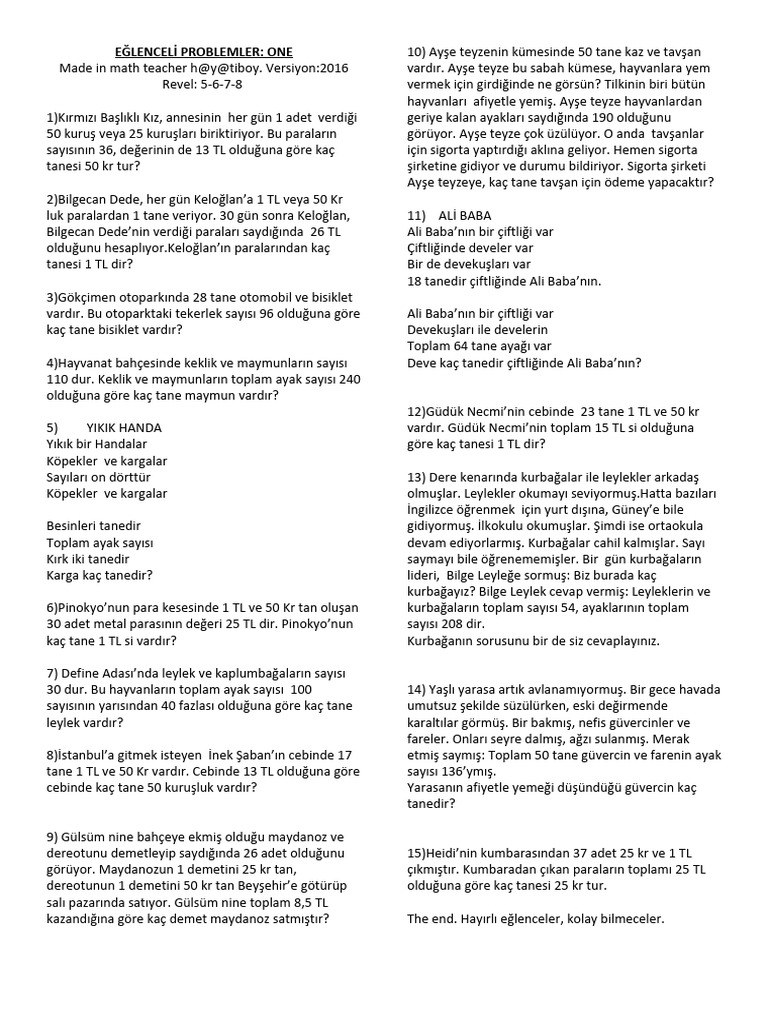 Problemler 1 | PDF