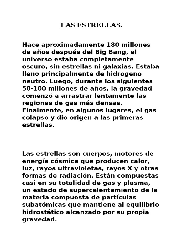 Formación y evolución de las estrellas | PDF | Estrellas | Supernova