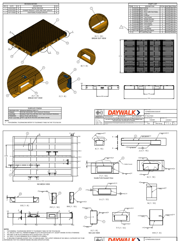 8T Steel Pallet Assembly Drawing | PDF | Welding | Construction